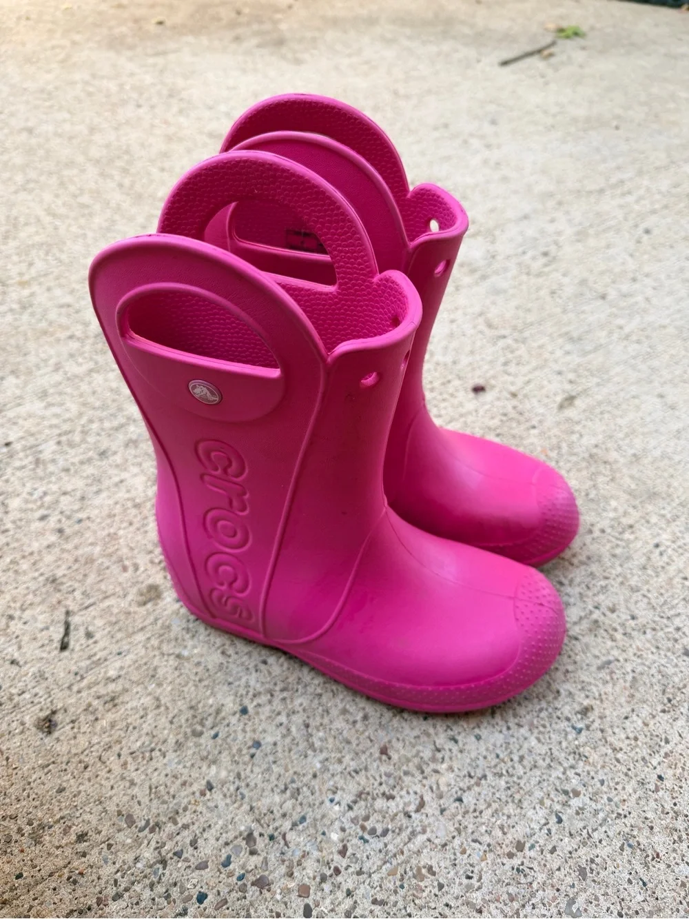 CROCS Kids' Bright Pink Rain & Snow Boots with Easy Pull Handles